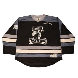 Three 6 Mafia Hypnotize Minds Black and Grey Hockey Jersey